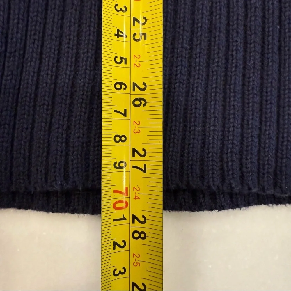 Ralph Lauren Girls Cable Knit Dress L/S Navy Blue V-Neck Sz L 12-14